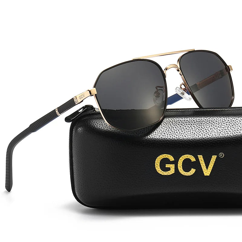 GCV 2021 Brand Classic Pilot Square Polarized Sunglasses Metal Frame Men's Driving Male Sun Glasses Eyewear UV Blocking Luxury