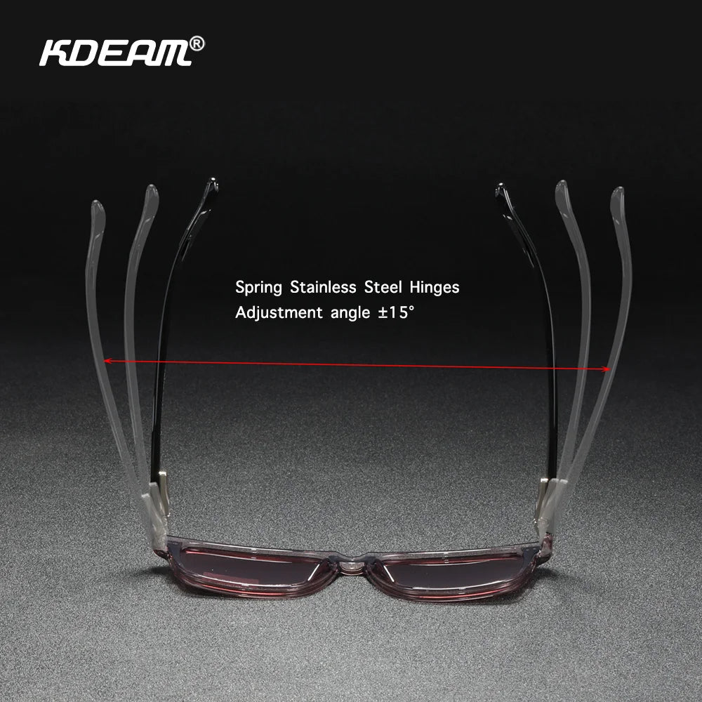 KDEAM All Matching Square Polarized Sunglasses For Men Women TR90 Material Frame Spring Hinges KD398