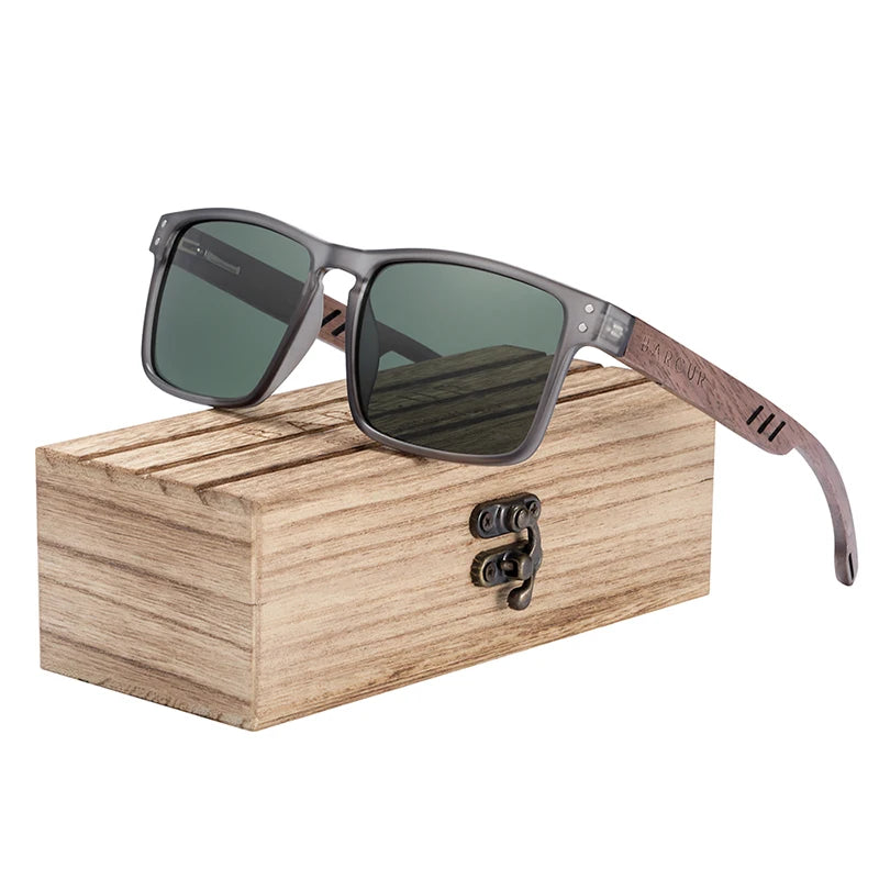 BARCUR Men's Sunglasses for Men Brand Designer Natural Walnut Wood Sun Glasses Women Polarized Eyewear UV400 Eyewear Oculos