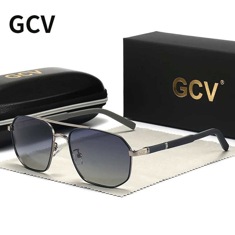 GCV 2021 Brand Classic Pilot Square Polarized Sunglasses Metal Frame Men's Driving Male Sun Glasses Eyewear UV Blocking Luxury