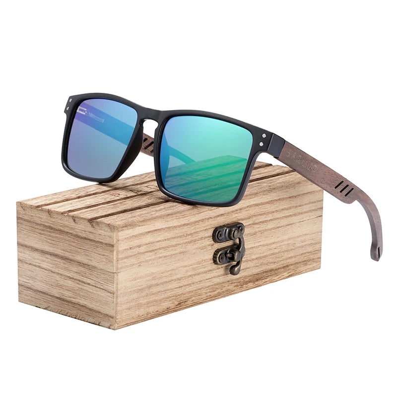 BARCUR Men's Sunglasses for Men Brand Designer Natural Walnut Wood Sun Glasses Women Polarized Eyewear UV400 Eyewear Oculos