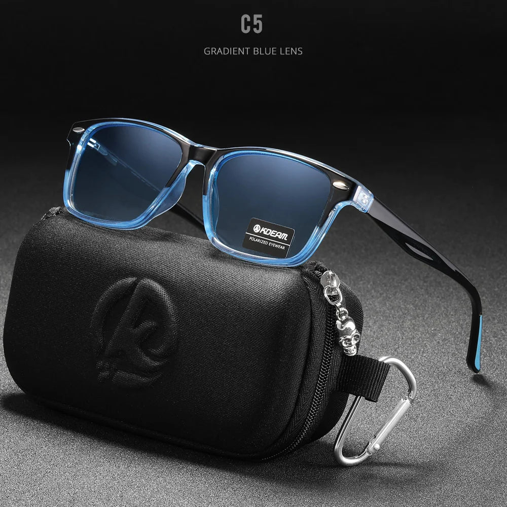 KDEAM All Matching Square Polarized Sunglasses For Men Women TR90 Material Frame Spring Hinges KD398