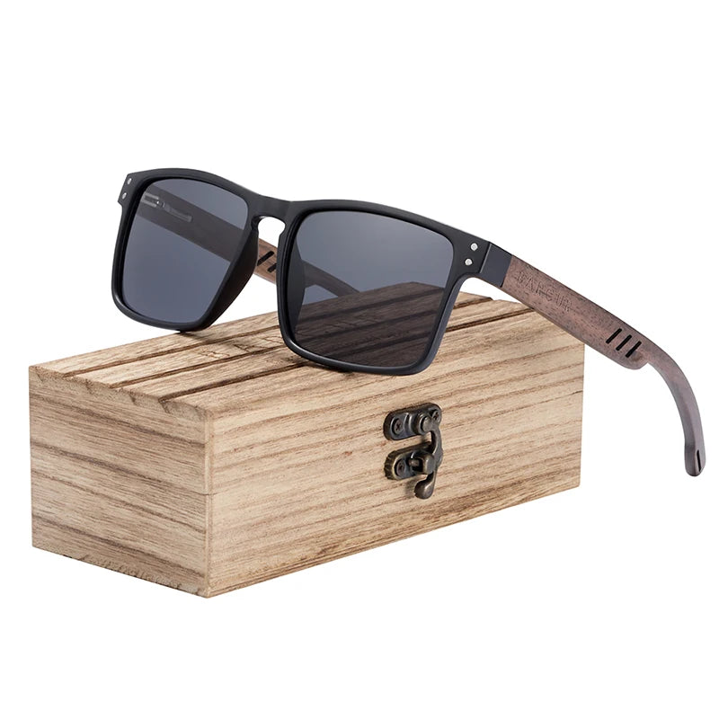 BARCUR Men's Sunglasses for Men Brand Designer Natural Walnut Wood Sun Glasses Women Polarized Eyewear UV400 Eyewear Oculos