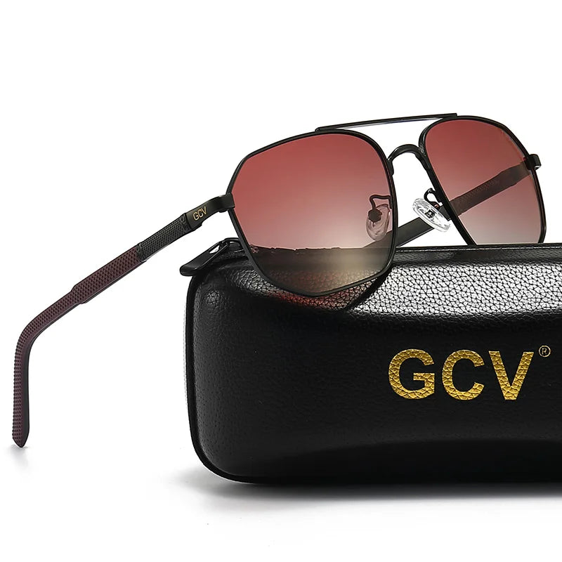 GCV 2021 Brand Classic Pilot Square Polarized Sunglasses Metal Frame Men's Driving Male Sun Glasses Eyewear UV Blocking Luxury