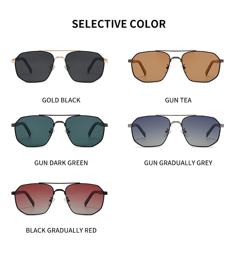 GCV 2021 Brand Classic Pilot Square Polarized Sunglasses Metal Frame Men's Driving Male Sun Glasses Eyewear UV Blocking Luxury