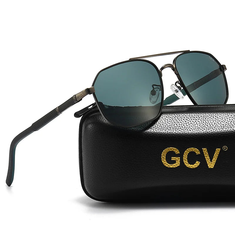 GCV 2021 Brand Classic Pilot Square Polarized Sunglasses Metal Frame Men's Driving Male Sun Glasses Eyewear UV Blocking Luxury