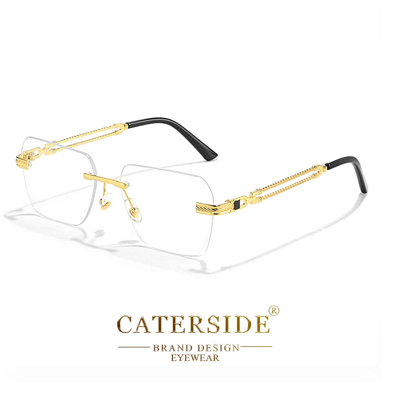 CATERSIDE Rimless Pilot Sunglasses Men Square Metal Frame Sun Glasses Women Gradient UV400 Eyewear Good Idea Choice for Gifts