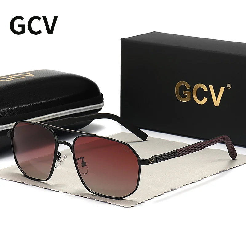 GCV 2021 Brand Classic Pilot Square Polarized Sunglasses Metal Frame Men's Driving Male Sun Glasses Eyewear UV Blocking Luxury