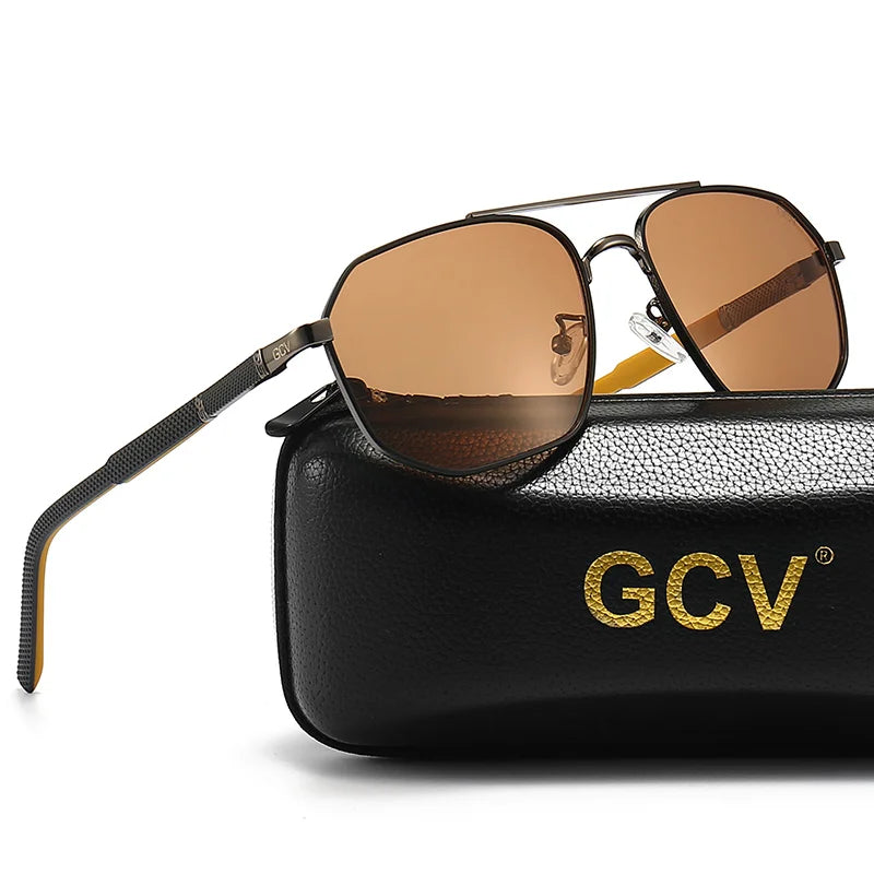 GCV 2021 Brand Classic Pilot Square Polarized Sunglasses Metal Frame Men's Driving Male Sun Glasses Eyewear UV Blocking Luxury