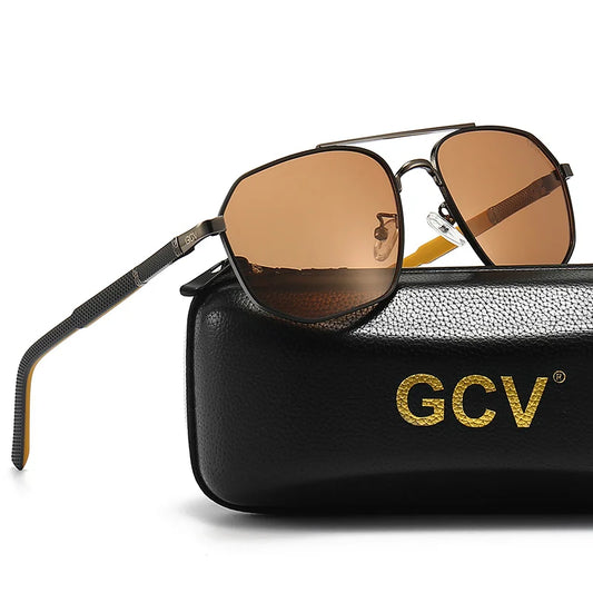 GCV 2021 Brand Classic Pilot Square Polarized Sunglasses Metal Frame Men's Driving Male Sun Glasses Eyewear UV Blocking Luxury