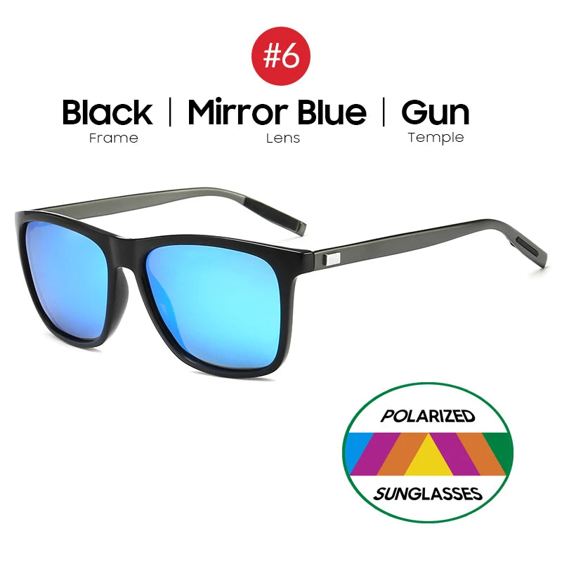 VIVIBEE Luxury Square Polarized Sunglasses Men Driving Blue Mirror Lens Classic Unisex Sun Glasses 2024 Trends Women Shades